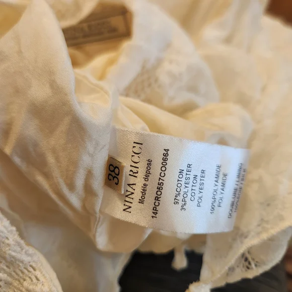 Nina Ricci Cream/Off Ivory White Knee Length Lace Dress Size FR 38 - Picture 15 of 16
